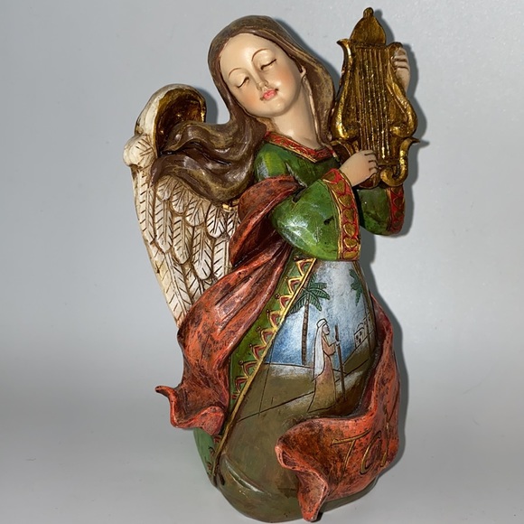 Roman Inc. Angel With Harp Figurine - Picture 1 of 9